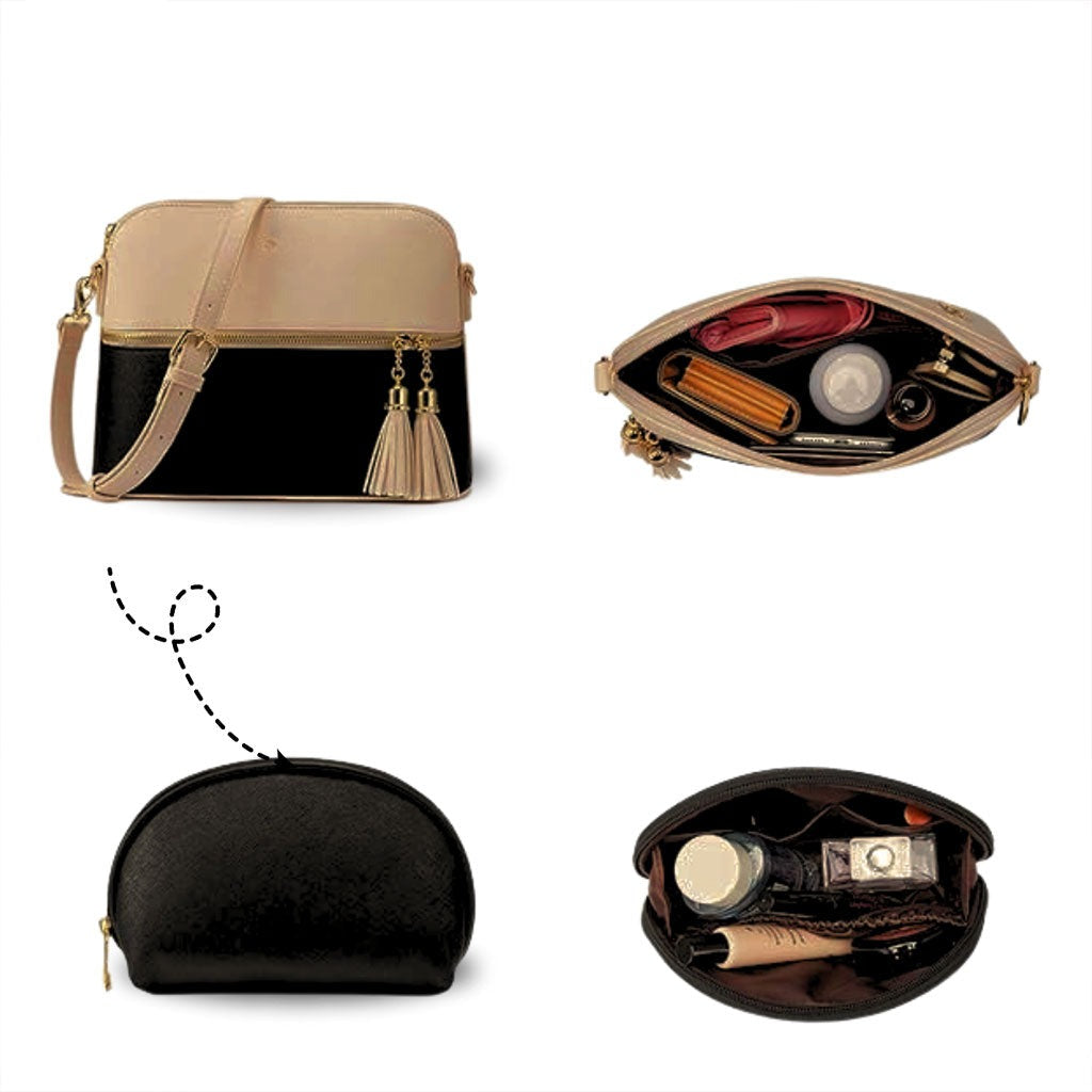 Carla Beige/Black 3 Pcs Shoulder Bag